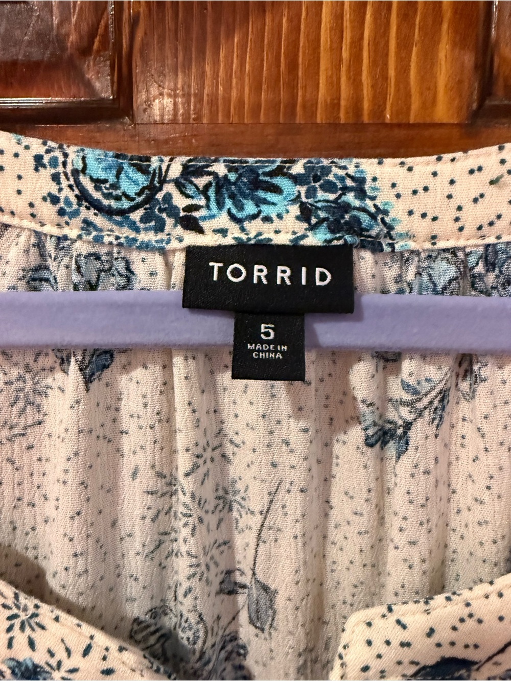torrid Cream Blouse with Blue Floral Print - Picture 7 of 9